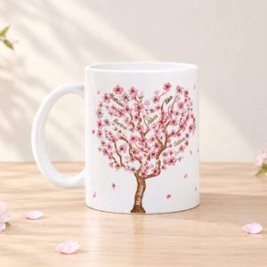 Mug Famille Personnalisable | Arbre de Famille Fleurs de Cerisier | Cadeau Famille Personnalisé